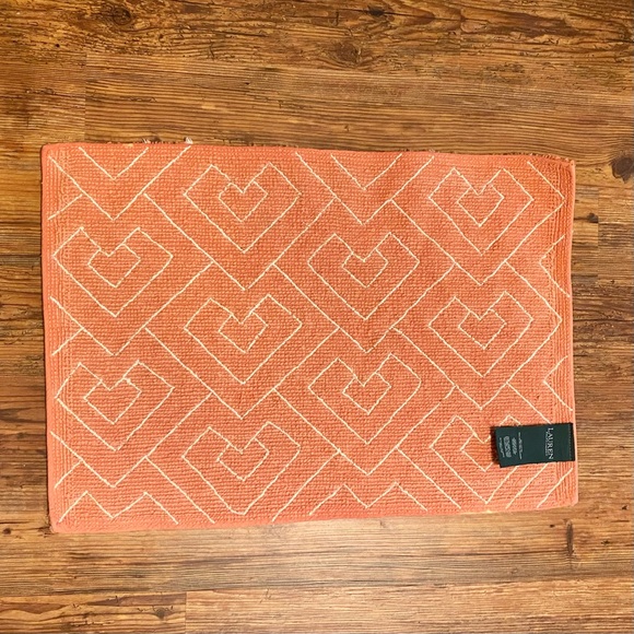 🪶Boho RALPH LAUREN Coral~Pink Geometric Cotton Bath Rug-17” x 25” - Picture 4 of 15